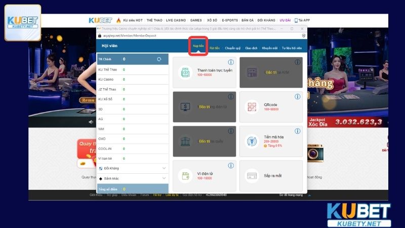 Lưu ý cần biết khi vào Kubet nạp tiền
