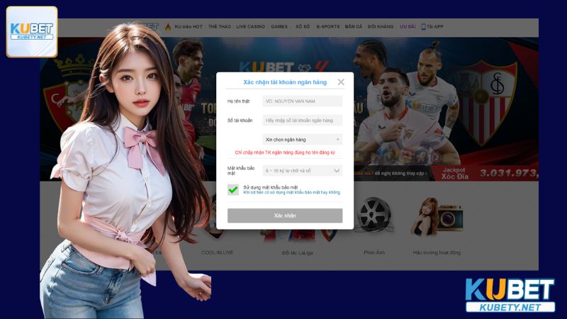 Mở app Kubet -> đăng nhập -> điền thông tin