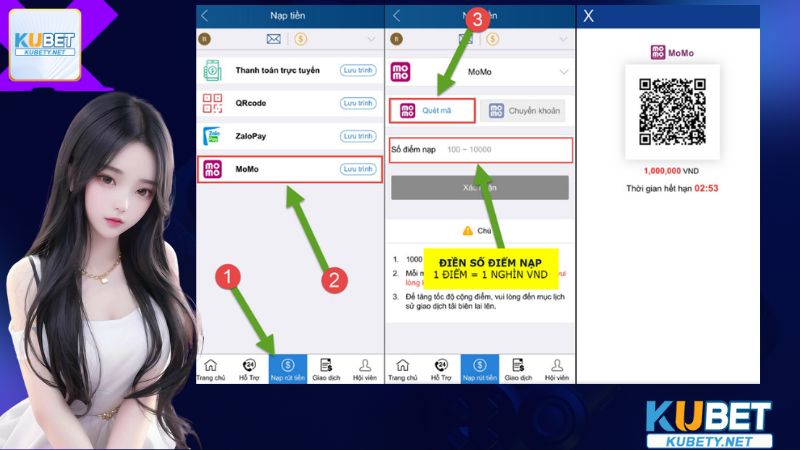 Hướng dẫn cách nạp tiền Kubet bằng Momo đơn giản